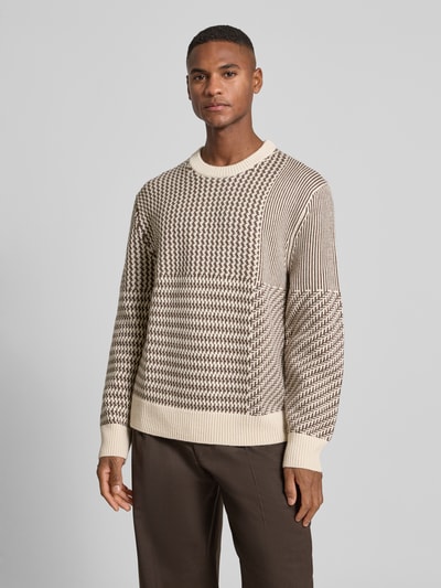 CK Calvin Klein Regular Fit Wollpullover mit Rundhalsausschnitt Offwhite 4
