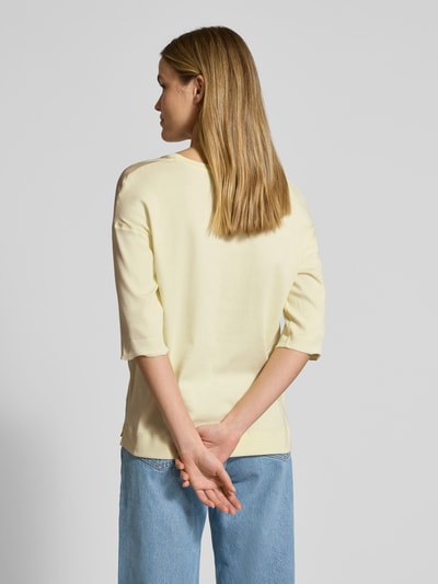 Marc Cain T-shirt met labelapplicatie Lichtgeel - 5