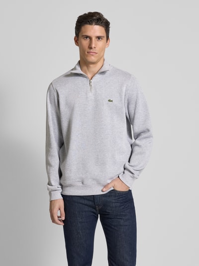 Lacoste Sweatshirt mit Troyer-Kragen Silber Melange 4