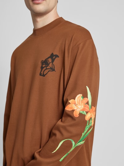 HUGO Sweatshirt mit gerippten Abschlüssen Modell 'Diflowerlo' Mittelbraun 3