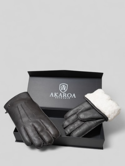 Akaroa Rękawiczki ze skórą jagnięcą model ‘BEN’ Ciemnobrązowy 3
