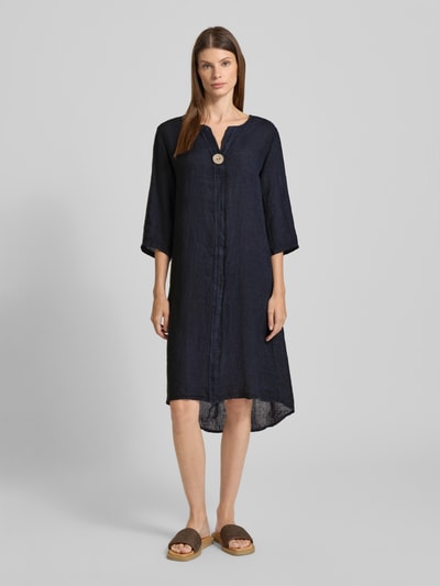 ZABAIONE Linnen jurk met tuniekkraag Marineblauw - 4
