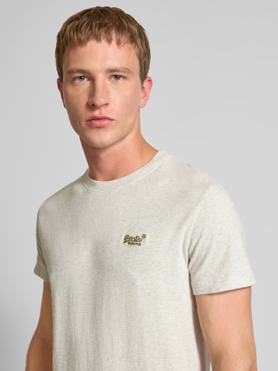 Superdry T-shirt met labelstitching Beige gemêleerd - 3