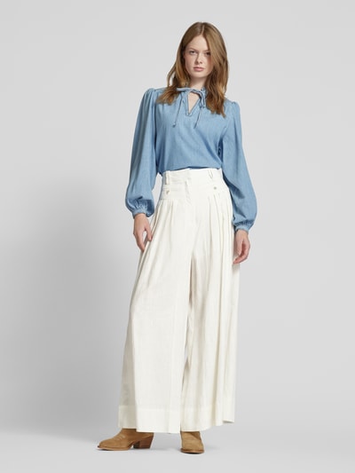 FARM RIO Wide Leg Leinenhose mit Bundfalten Weiss 1