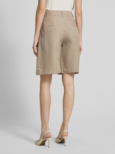 s.Oliver BLACK LABEL Relaxed fit bermuda van een mix van viscose en linnen Taupe - 5