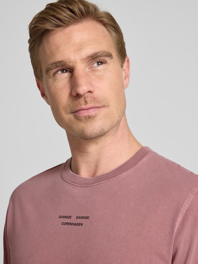 Samsøe Samsøe T-Shirt mit Label-Print Modell 'MARCUS' Rot Melange 3