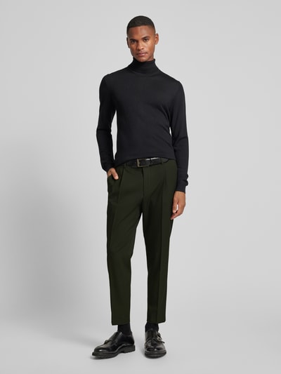 Karl Lagerfeld Slim fit pantalon met bandplooien, model 'NEAT' Olijfgroen - 1