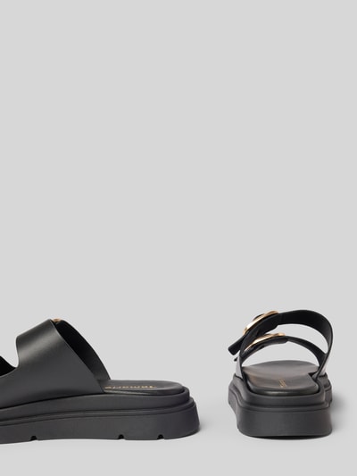 Produktfoto, Wedges aus echtem Leder von Tamaris, Optik: Unifarben, Schuhspitze: Abgerundet, Offen, Absatzform: Keilabsatz, Verschluss: Schlupf/offen, Dornschließen, Sohle: Profiliert, Material: Leder