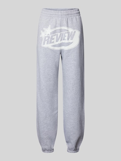 Review Regular Fit Sweatpants mit Label-Print Hellgrau Melange 2