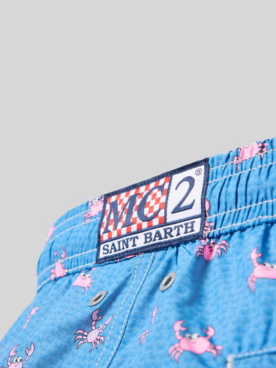 Produktfoto, blaue Badehose im Allover-Look Modell 'LIGHTING MICRO FANTASY' von MC2 Saint Barth mit elastischem Bund, Regular Fit, Krabben-Muster