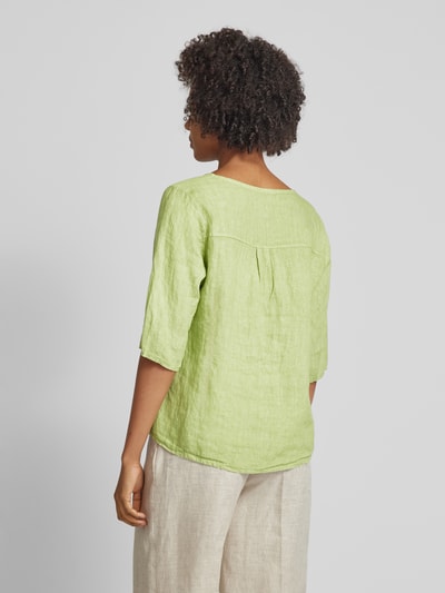 ZABAIONE Linnen blouse met 3/4-mouwen, model 'So44phie' Lichtgroen - 5