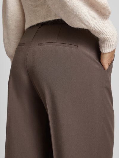 JJXX Spodnie materiałowe o szerokim kroju z dodatkiem wiskozy model ‘Ellis’ Ciemnobrązowy 3