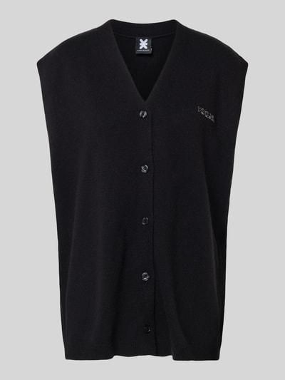 Karo Kauer Kamizelka o kroju oversized z dzianiny z mieszanki wełny z dekoltem w serek Czarny 2