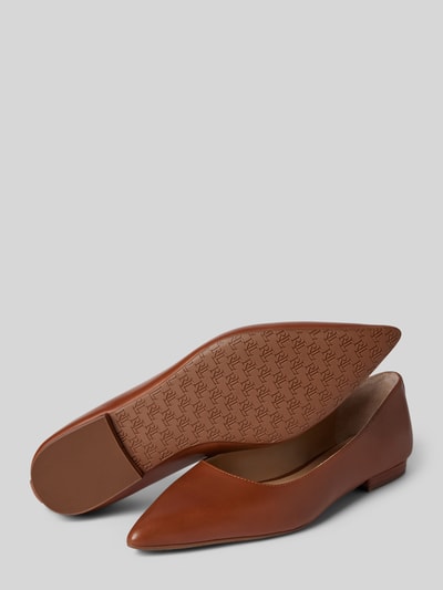 Lauren Ralph Lauren Lederballerinas mit Blockabsatz Modell 'LONDYN' Cognac 4