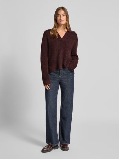 MOS MOSH Strickpullover aus Woll-Mix mit Polokragen Modell 'Thora Aidy' Bordeaux 1