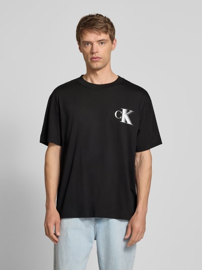 Calvin Klein Jeans T-shirt met labelprint en ronde hals Zwart - 4