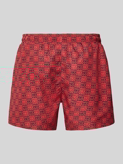 HUGO Badehose mit Allover-Muster Modell 'AARON_SWIM' Rot 3
