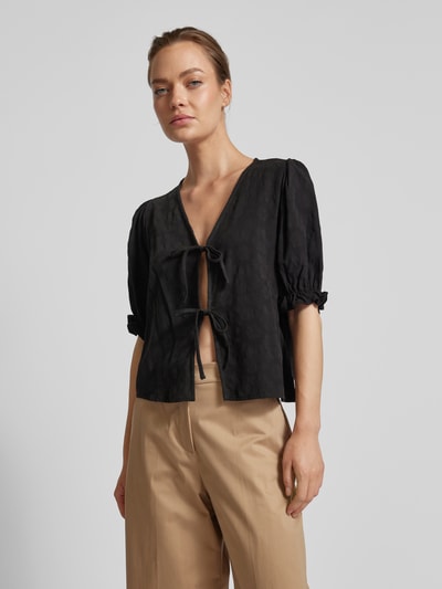 Sisters Point Blouse met ballonmouwen, model 'ENILA' Zwart - 4