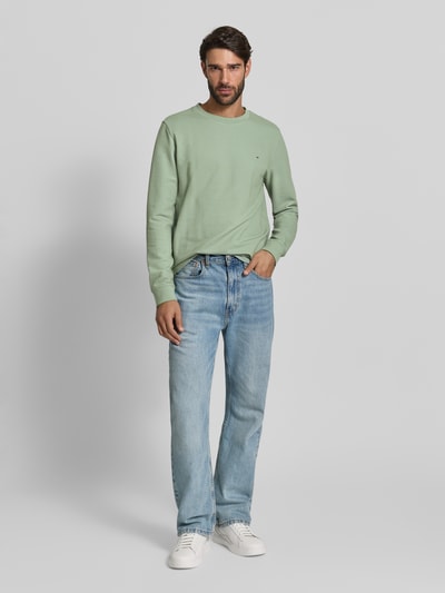 Christian Berg Men Shirt met lange mouwen, structuurmotief en ronde hals Rietgroen - 1