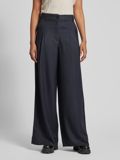 Essentiel Antwerp Wide leg pantalon met bandplooien Marineblauw - 4