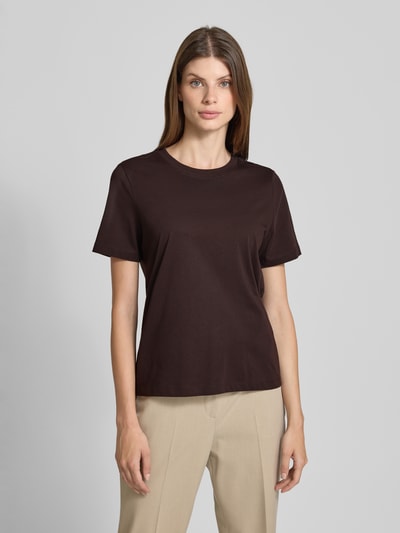 Vero Moda T-shirt o kroju regular fit z czystej bawełny model ‘PAULINA’  Czekoladowy 4