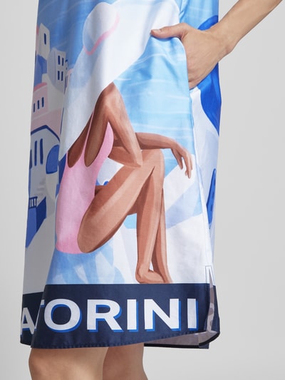 Milano Italy Knielanges Kleid mit Allover-Print Blau 3