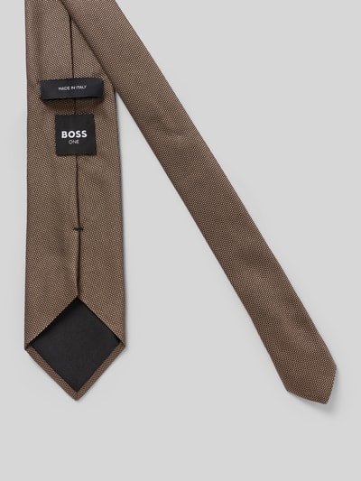 Produktfoto, Krawatte aus Seiden-Mix Modell 'H-Tie 8 CM-ONE' von BOSS, feine braune Struktur, dezentes Muster, Herren Krawatte von BOSS