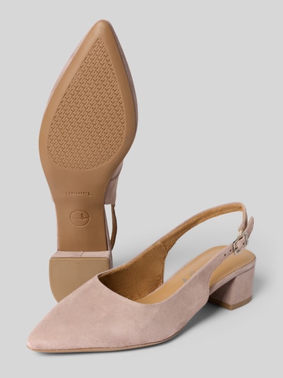 Produktfoto, Slingbacks aus echtem Veloursleder von Tamaris, kolor jednolity, spiczasty nosek, blokowy obcas, zapięcie na klamerkę, strukturalna podeszwa, z prawdziwej skóry, faktura zamszowa