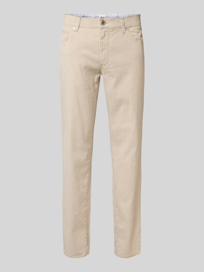 Brax Regular fit linnen broek in 5-pocketmodel, model 'CADIZ' Zand - 2