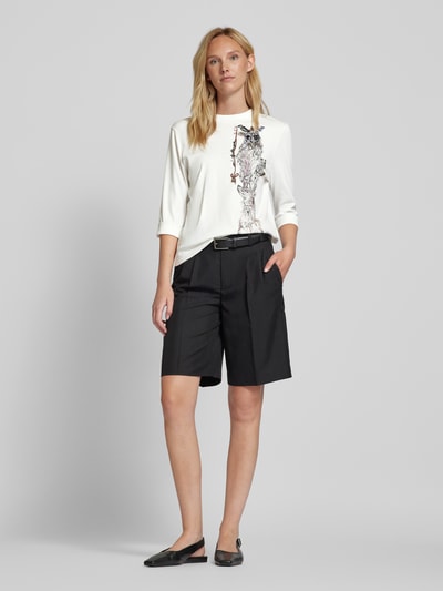 Marc Cain T-Shirt mit Zierstein- und Paillettenbesatz Offwhite 1