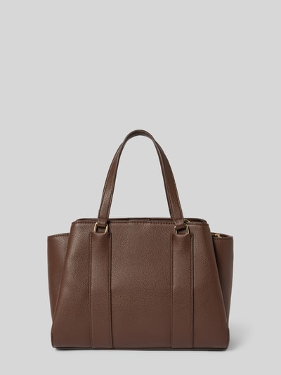 Produktfoto, Handtasche in Leder-Optik Modell 'Nelma' von Seidenfelt, braun, geteiltes hoofdvak met ritssluiting en magneetsluiting, schouderband, logodetail, breedte 30 cm, lengte 20 cm, diepte 11 cm, lengte schouderband 120 cm