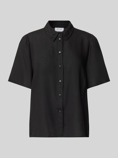 Vila Regular Fit Hemdbluse aus Viskose-Leinen-Mix Modell 'PRICIL' Black 2