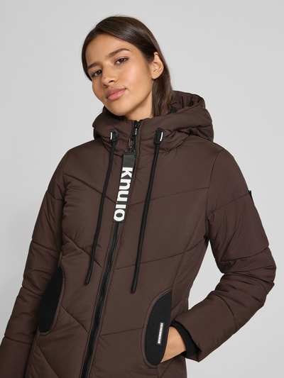 khujo Gewatteerde lange jas met capuchon, model 'ARIBAY' Donkerbruin - 3
