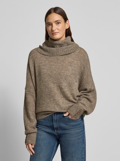 ICHI Regular Fit Strickpullover mit Alpaka-Anteil Modell 'IHKAMARA' Taupe 4