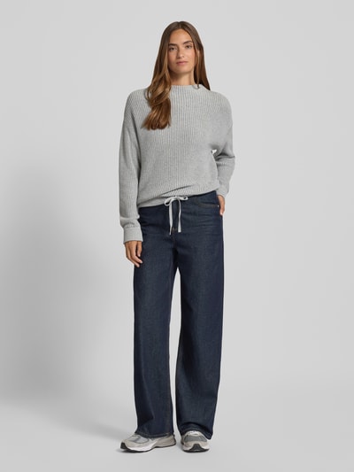 Jake*s Casual Sweter z dzianiny o kroju oversized z prążkowanymi wykończeniami Srebrny melanż 1