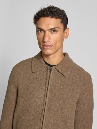 Wood Wood Cardigan mit Zweiwege-Reißverschluss Modell 'Andy' Hellbraun 3