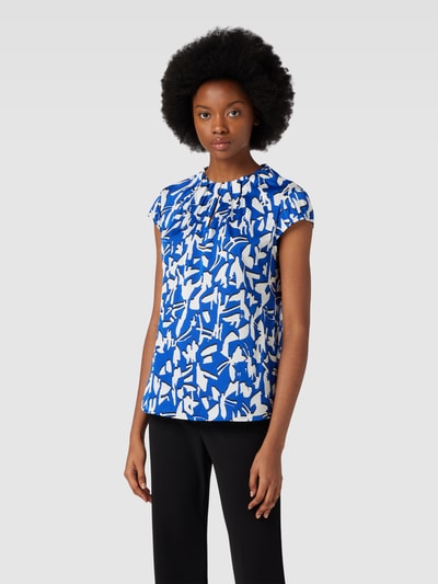 comma Blouseshirt met all-over motief Koningsblauw - 4