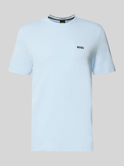 Produktfoto, Regular Fit T-Shirt aus Baumwoll-Piqué Modell 'TS_PIQUE' von BOSS Green in Hellblau, unifarben, Piqué-Struktur, mit Label Stitching, Rundhals und kurzen Ärmeln.