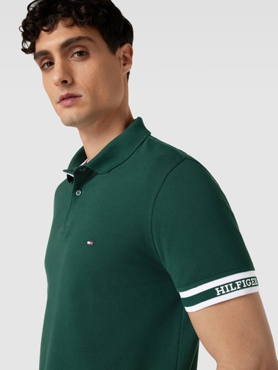 Tommy Hilfiger Slim fit poloshirt met logostitching Donkergroen - 3