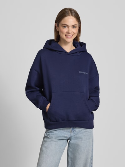 Review Hoodie mit überschnittenen Schultern und Känguru-Tasche Marine 4