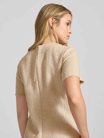 JOOP! Kokerjurk in bouclélook met ronde hals Zand - 3