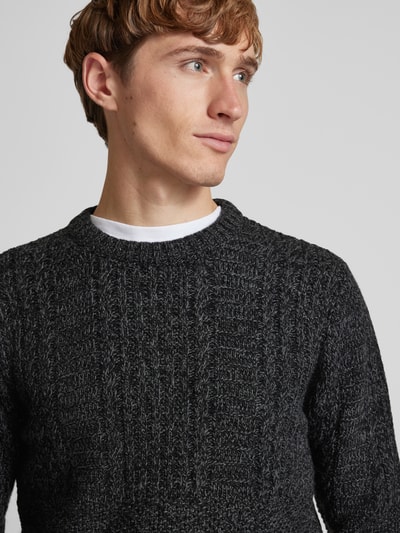 Superdry Strickpullover mit Zopfmuster Modell 'Jacob' Anthrazit 3