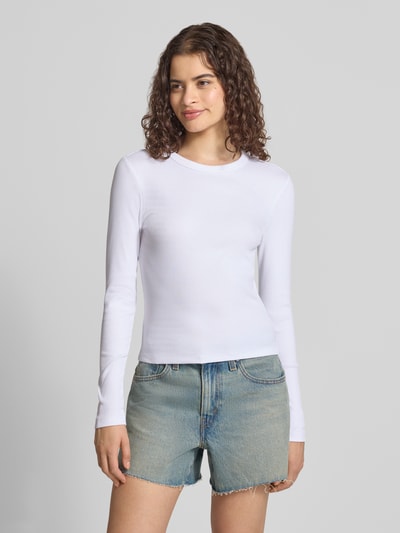 ONLY Slim Fit Langarmshirt aus Baumwoll-Mix Modell 'VAL' Weiss 4