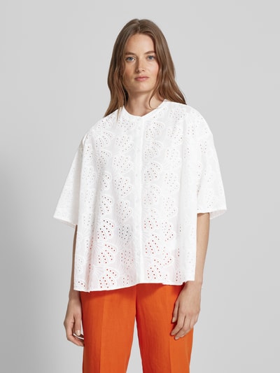 Milano Italy Blouse met broderie anglaise Wit - 4