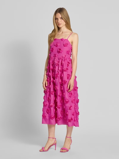 YAS Cocktailjurk in midilengte met siergarnering Fuchsia - 1