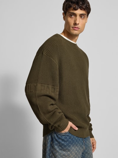 DAILY PAPER Pullover mit gerippten Abschlüssen Dunkelgruen 3