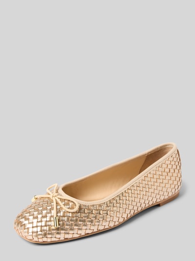 INUOVO Ballerina's van leer met strikdetail Goud gemêleerd - 1