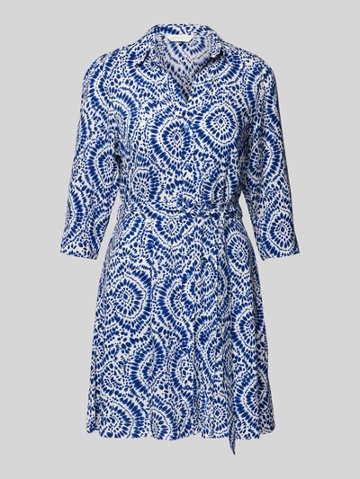 Apricot Hemdblusenkleid aus Viskose mit Bindegürtel Blau 2