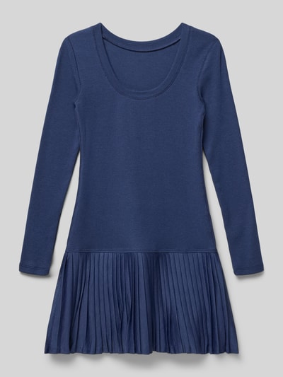Produktfoto, Regular Fit Kleid mit Logo-Stitching von Polo Ralph Lauren Teens, Optik: Unifarben, Mini-Länge, Langarm, Rundhals, strukturierte Plissee-Textur am Saum