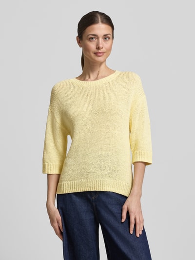 s.Oliver RED LABEL Relaxed Fit Strickpullover aus Baumwoll-Mix Hellgelb 4